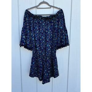 Raga Anthropologie Floral Romper, Flared‎ Sleeves, Off The Shoulder, Sz XS